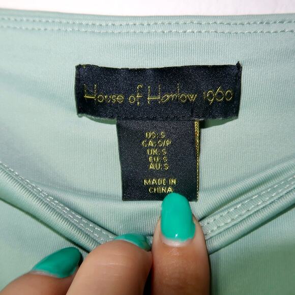 House Of Harlow 1960 Ruched Cinched Side Bodysuit Small Green - Picture 2 of 4